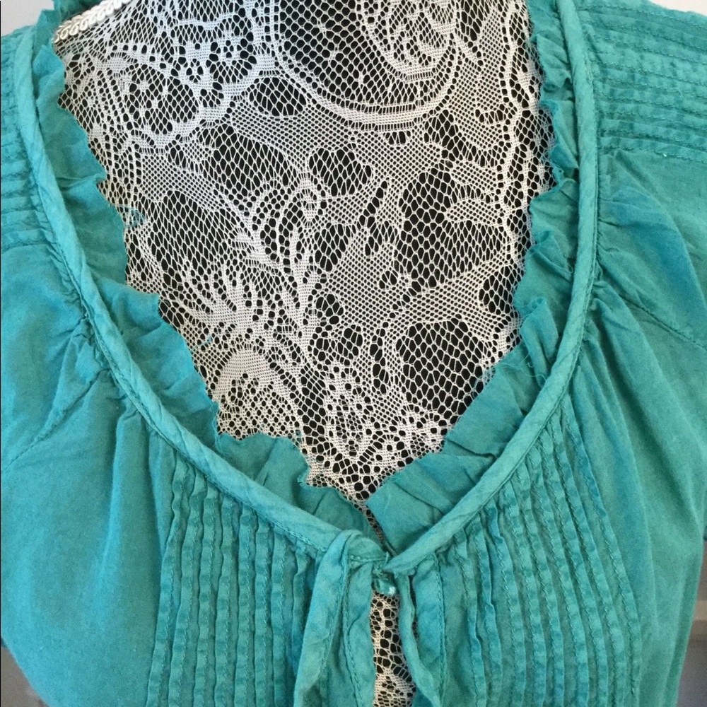 GREEN PEASANT BLOUSE - Picture 3 of 6